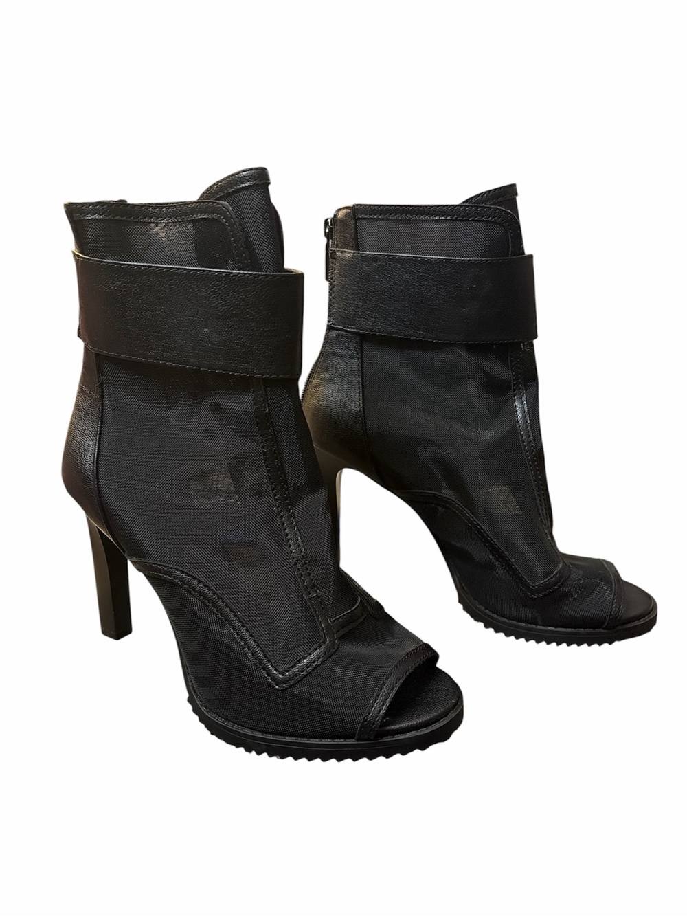 Karl Lagerfeld Paris Bryssa Black Mesh Peep Toe Ankle Booties Size 8 NWOT